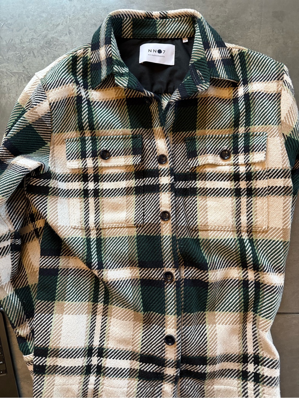 NN07 Women's Green & Cream Plaid Button-Up Shacket